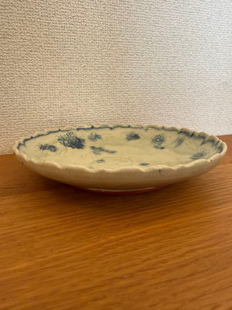 イムサエム 染付 安南手 輪花皿 プレート　　 6寸 作家物 うつわ