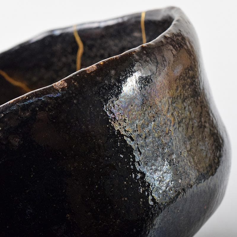 茶道具　楽吉左衛門　十代旦入造　黒楽茶碗　共箱　M　R8075