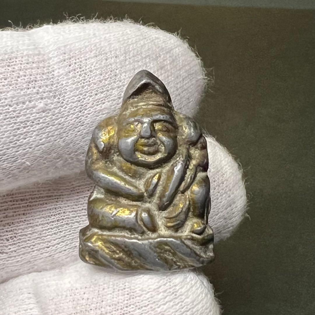 ◎古道具 庵々◎江戸時代後期 古銅製 恵比寿像 懐中仏◎神像豆仏鍍金痕有中空鋳造