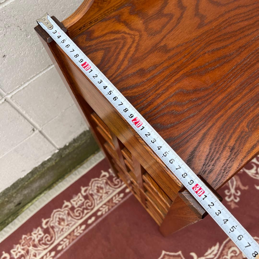 木製家具◾️欅材 サイド格子パネル 引き出し収納付き 整理棚 収納棚 電話台