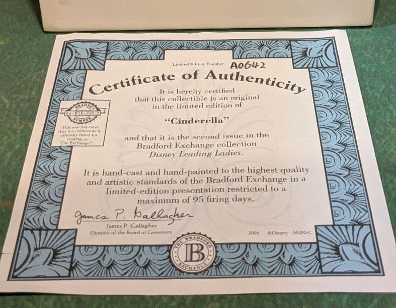 ディズニー　限定版コレクション　シンデレラ　壁掛け　鑑定書付き　未使用　レア
