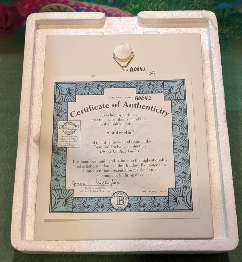 ディズニー　限定版コレクション　シンデレラ　壁掛け　鑑定書付き　未使用　レア