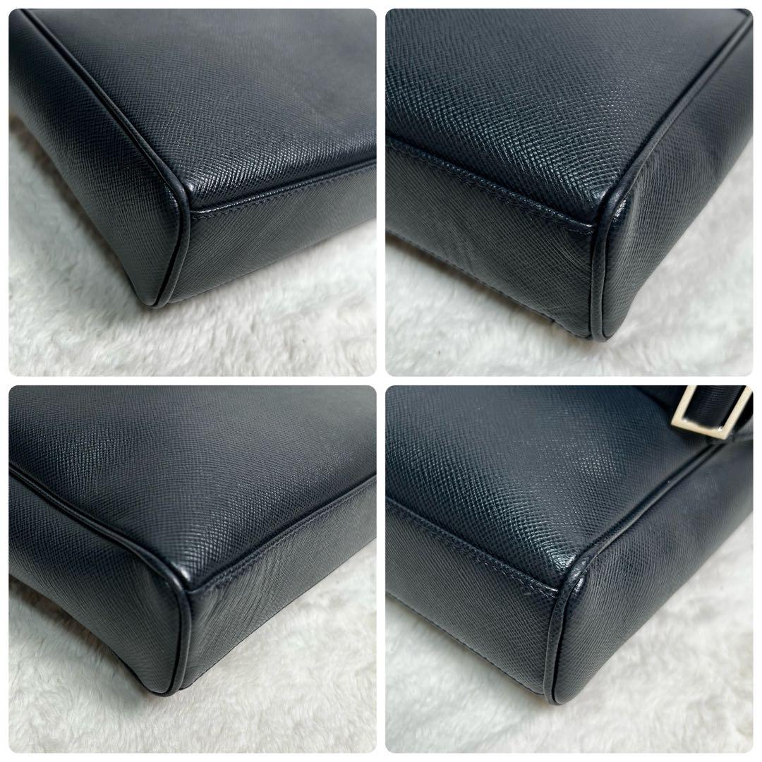 SERAPIAN サフィアーノレザー　牛革　2way ビジネスバック　紺色