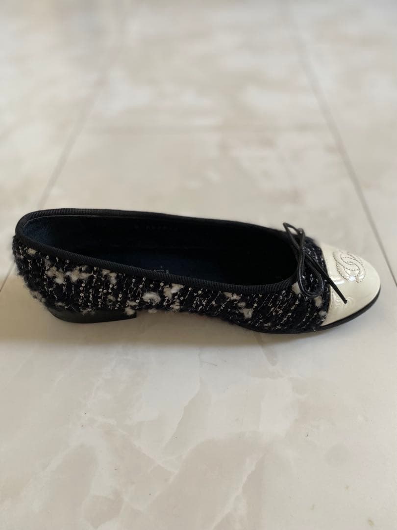 専用 CHANEL ツイード バレエシューズ バレリーナ 黒 36.5 シャネル