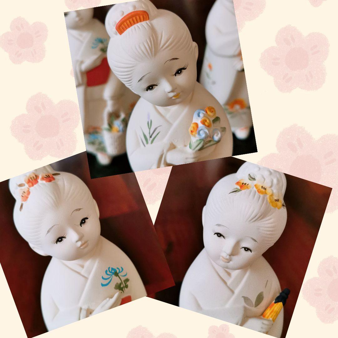 竹生・作　博多人形　加賀慕情(花つみ/そよ風・夕映え)和　伝統工芸品年代物　3体