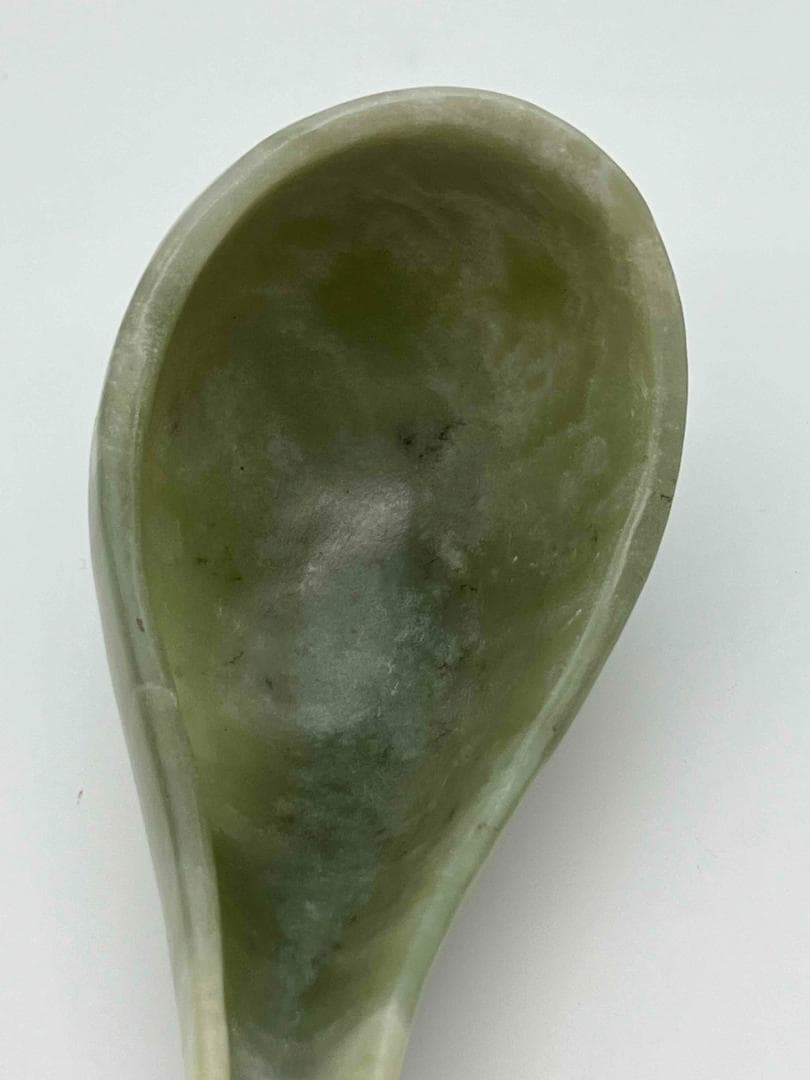 明時代　瑞獸彫り玉勺　砡 【旧家蔵出し】 希少貴重 高玉質 玉器(D-93)