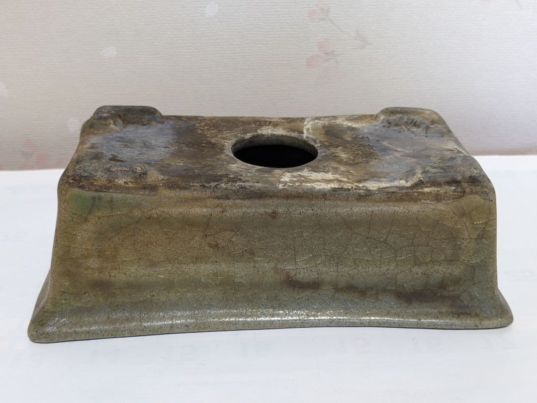 ♦中国古玩 長方形辰砂ミニ盆栽鉢 北京紫禁城 建福宮印 古美術品 骨董品