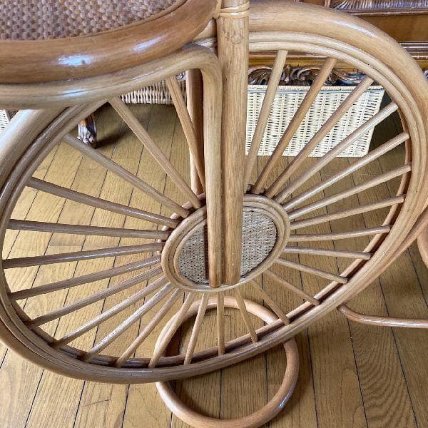 ヴィンテージ*古いラタンのペニー・ファージング型フラワースタンド飾り棚 自転車