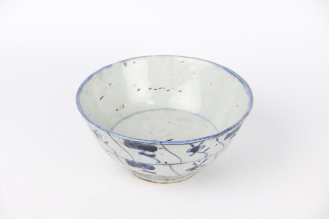 中国 安南 清時代 唐草紋樣青華染付 碗 盃　まとめ売6点 EY11-12