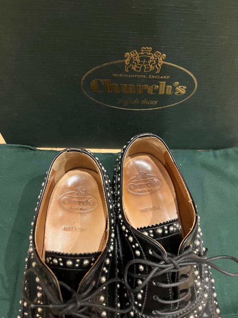 美品 Church's バーウッド スタッズ ブラック 35.5 約22.5㎝