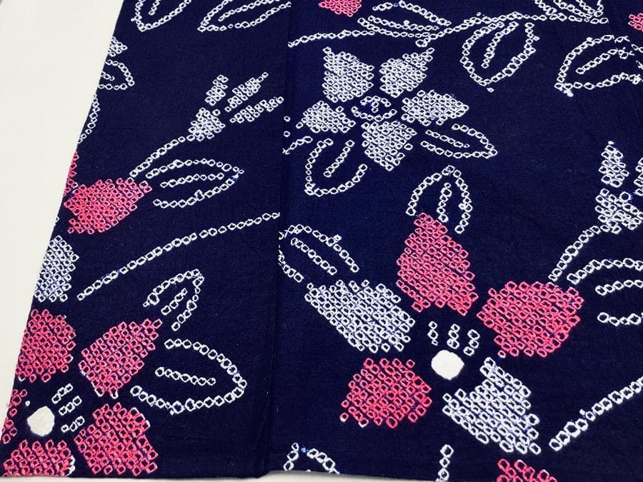 値下げ‼️ 211　中古品　綿　総絞り　ゆかた　有松鳴海絞り　手縫い　Sサイズ