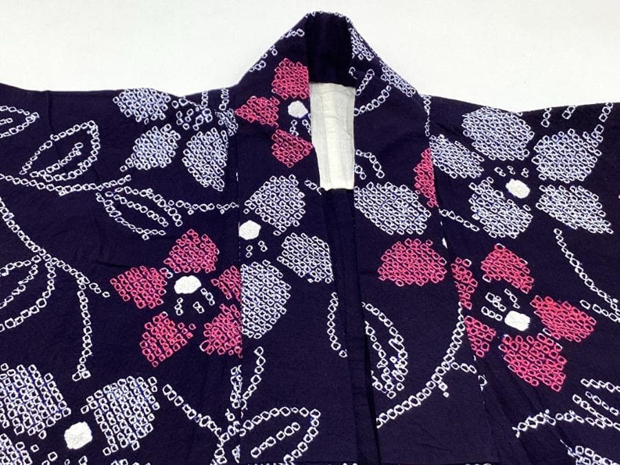 値下げ‼️ 211　中古品　綿　総絞り　ゆかた　有松鳴海絞り　手縫い　Sサイズ