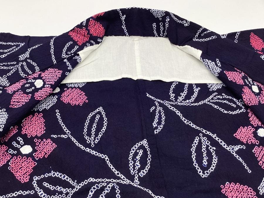値下げ‼️ 211　中古品　綿　総絞り　ゆかた　有松鳴海絞り　手縫い　Sサイズ
