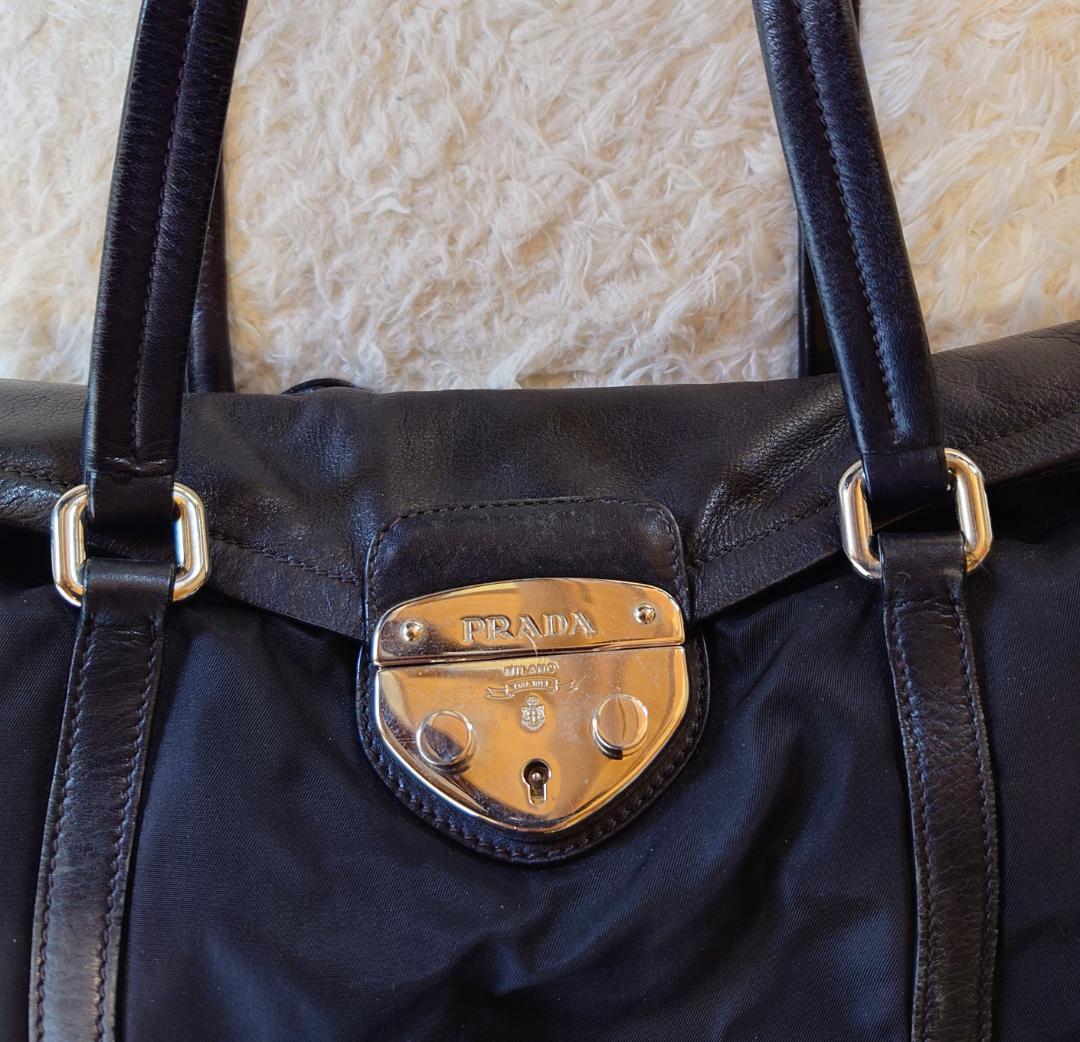 PRADA プラダ ショルダーバッグ ブラック ナイロン×レザー 美品