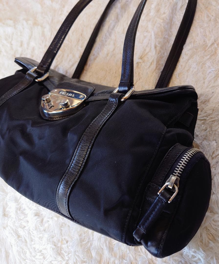 PRADA プラダ ショルダーバッグ ブラック ナイロン×レザー 美品