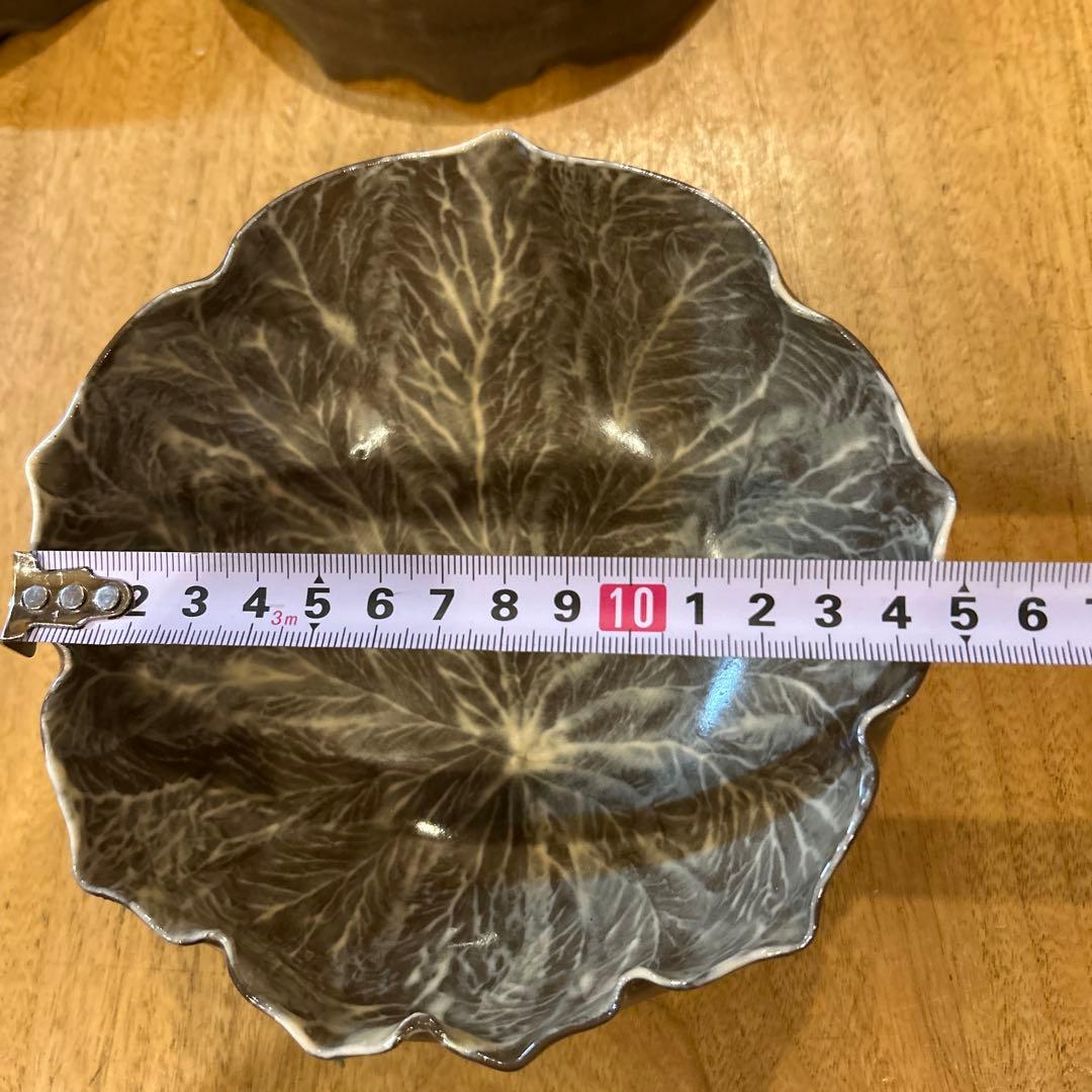 長崎　現川焼 十二代 横石臥牛宗雲作 刷毛目 花形鉢　五個　希少　二