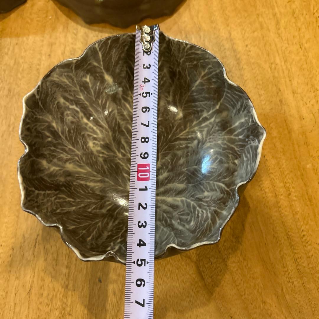 長崎　現川焼 十二代 横石臥牛宗雲作 刷毛目 花形鉢　五個　希少　二