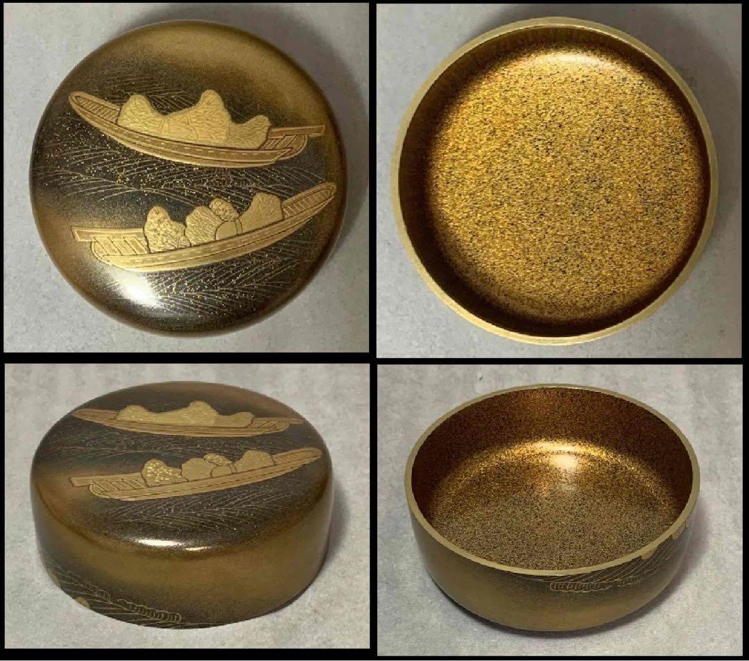 茶道具　芝舟蒔絵棗