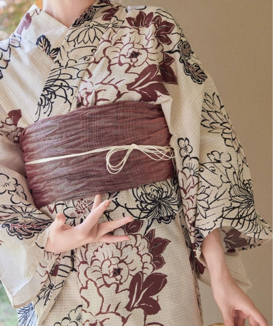 花柄浴衣・帯セット　hinari