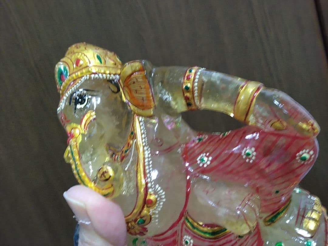 レア　浄化力抜群　マニカラン水晶　ガネーシャ　虹入り　願い事叶う