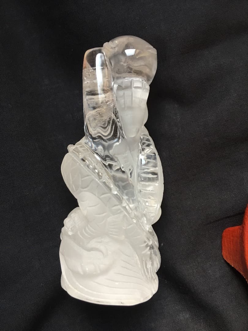 天然水晶 龍彫刻　昇り龍　縁起物