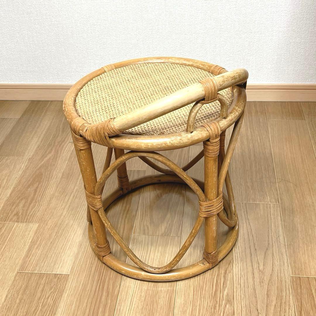 【良品】 ラタン ドレッサー 鏡台 化粧台 スツール付き 籐家具　古家具 レトロ