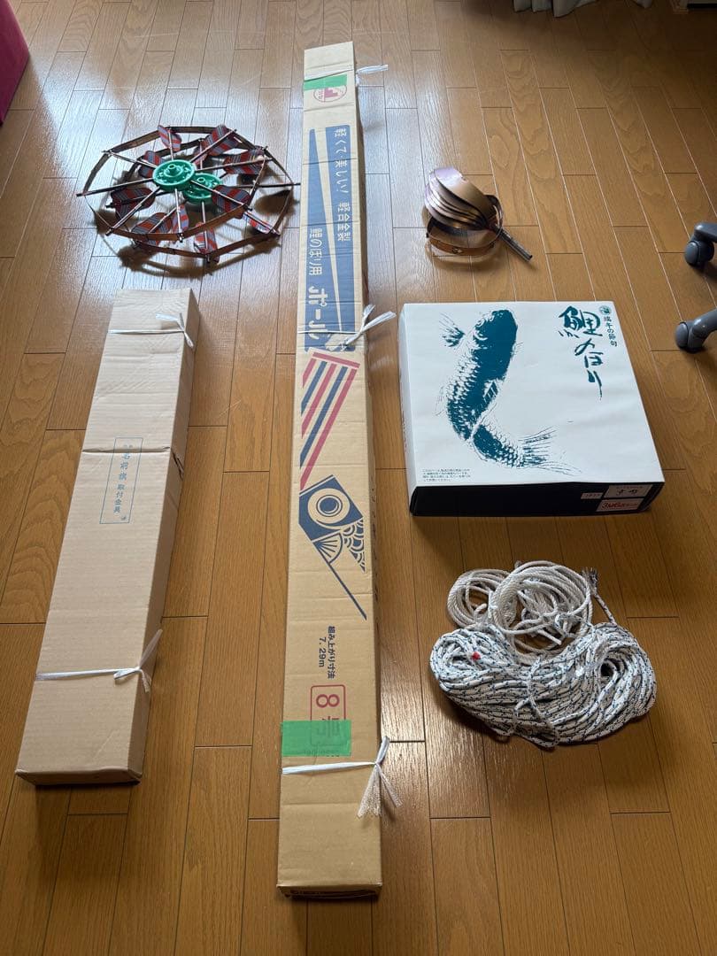 未使用 鯉のぼり 4匹セット 取り付け用具付き