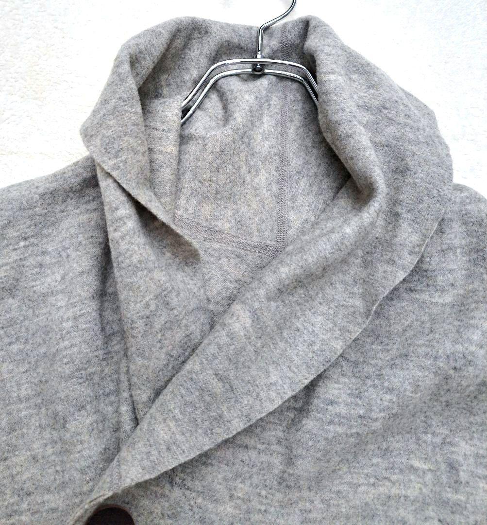 223　美品　ヨーガンレール　ウール100%コート　変形ハイネック M