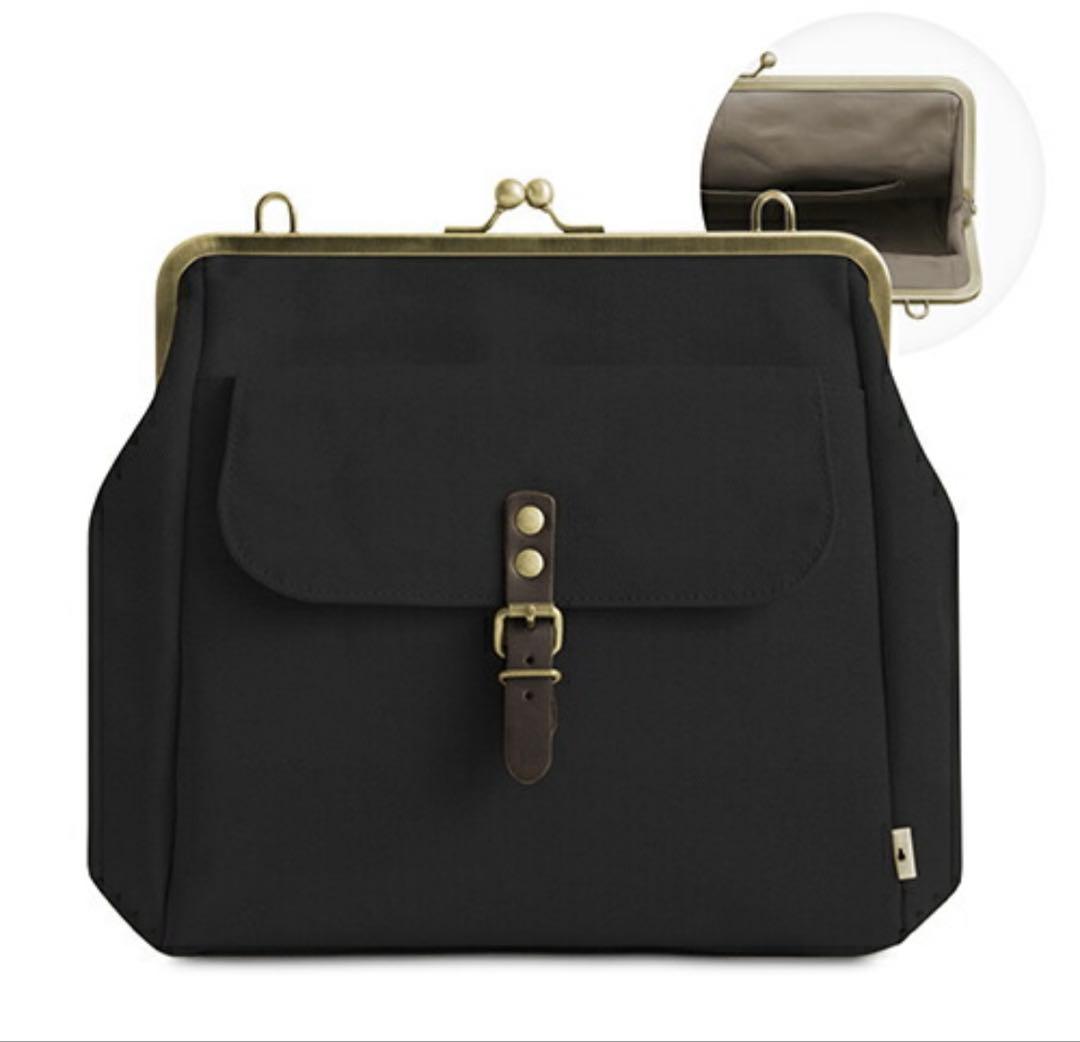 がま口フラップ2WAYリュック【帆布・リュック バックパック　ブラック