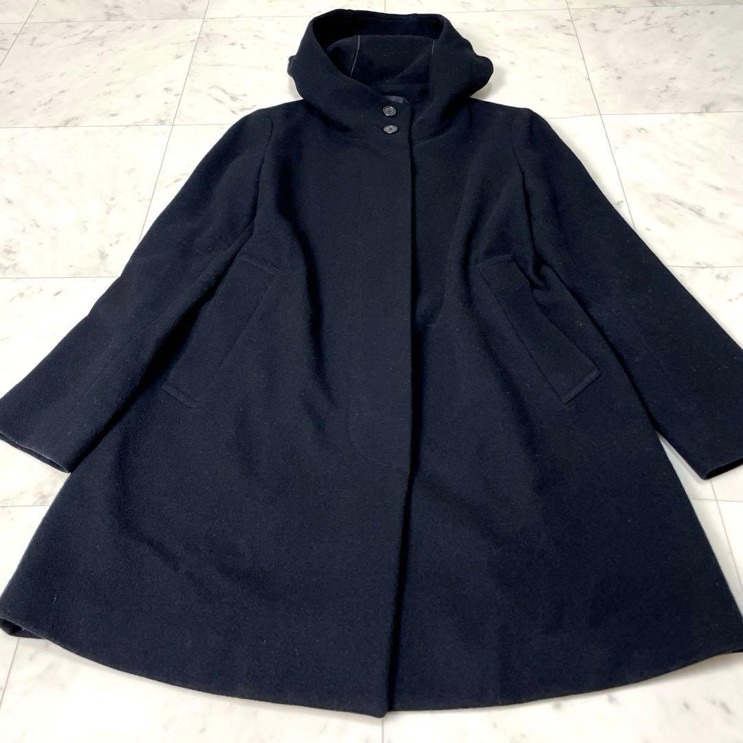 【美品】マッキントッシュロンドン ソフトウールモッサフーデットコート M 黒