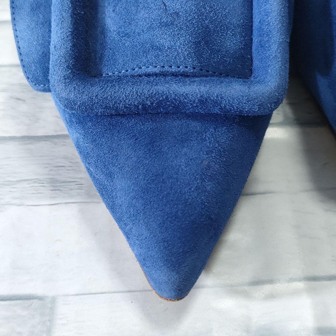 保存袋付き✨マノロブラニク　メイセール　スウェードミュール　バックル　ブルー38