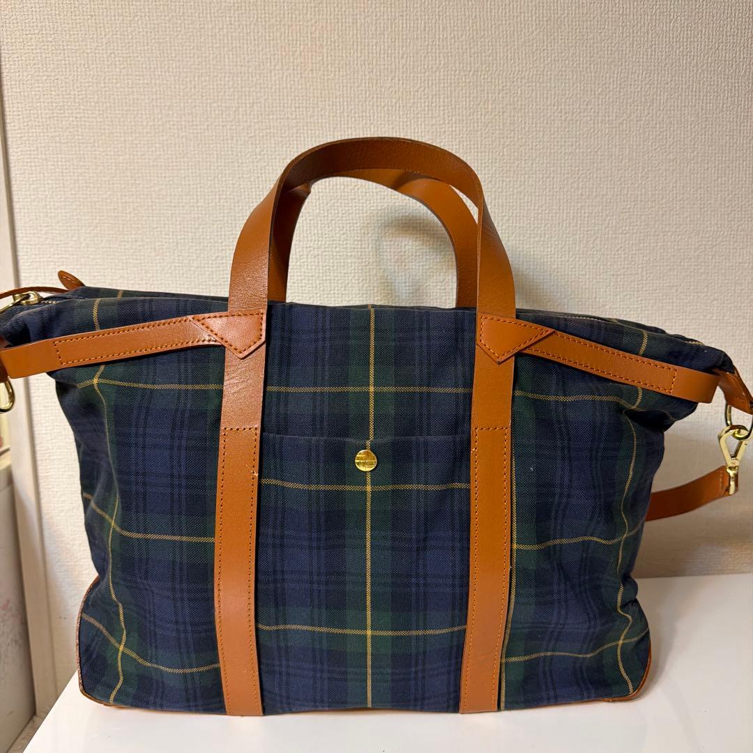 earth made ボストンバッグ チェック柄