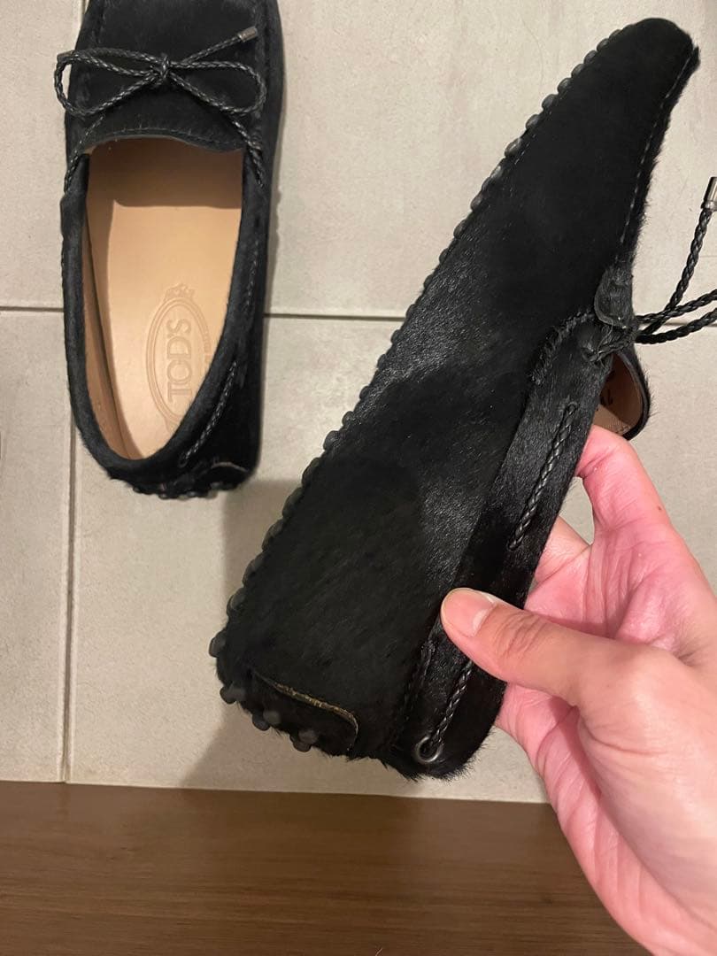 トッズ　メンズ　ハラコ　ブラック　7ハーフ