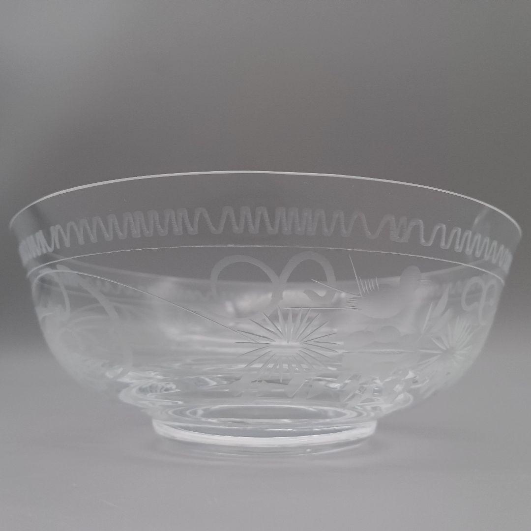 ドイツ テレジアンタール 12cm ボウル 4点セット ガラス 鳥 花