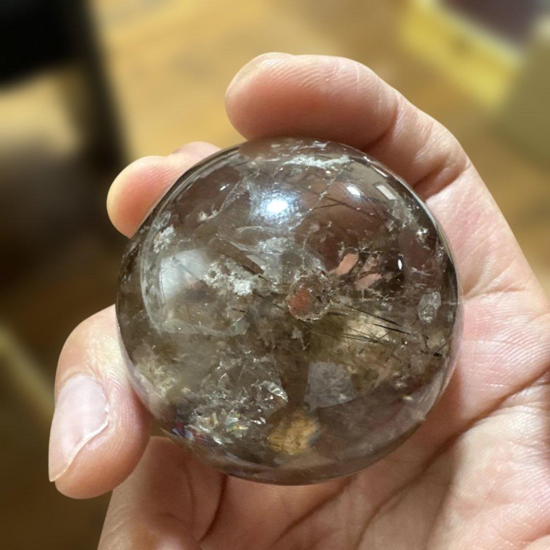 希少　高品質　ガーデンルチルクォーツ　丸玉　スフィア