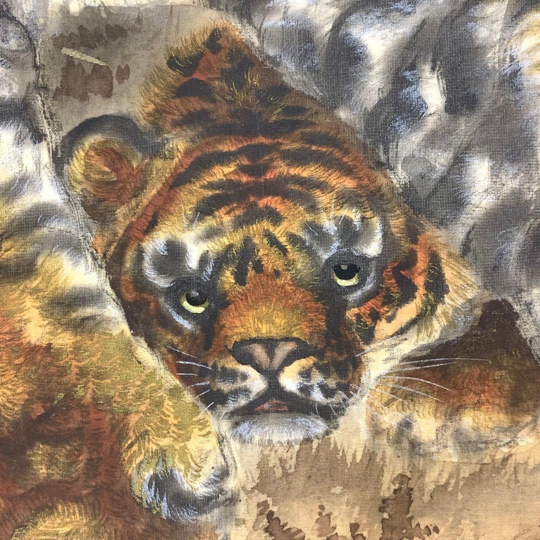 掛軸 猛虎愛児図 共箱 寅 親子 3-25