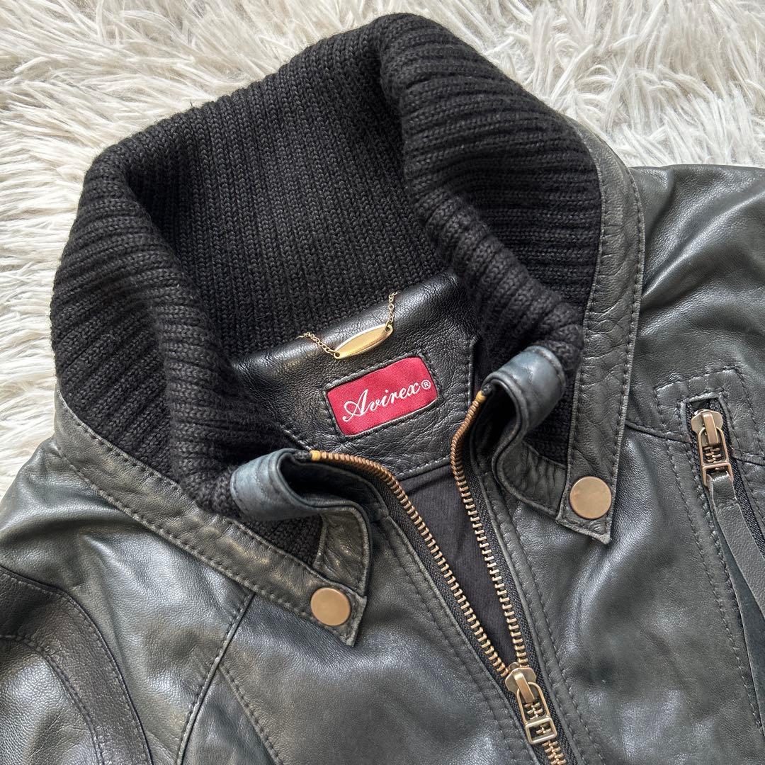 AVIREX ラムレザージャケット ライダース ブラック Sサイズ