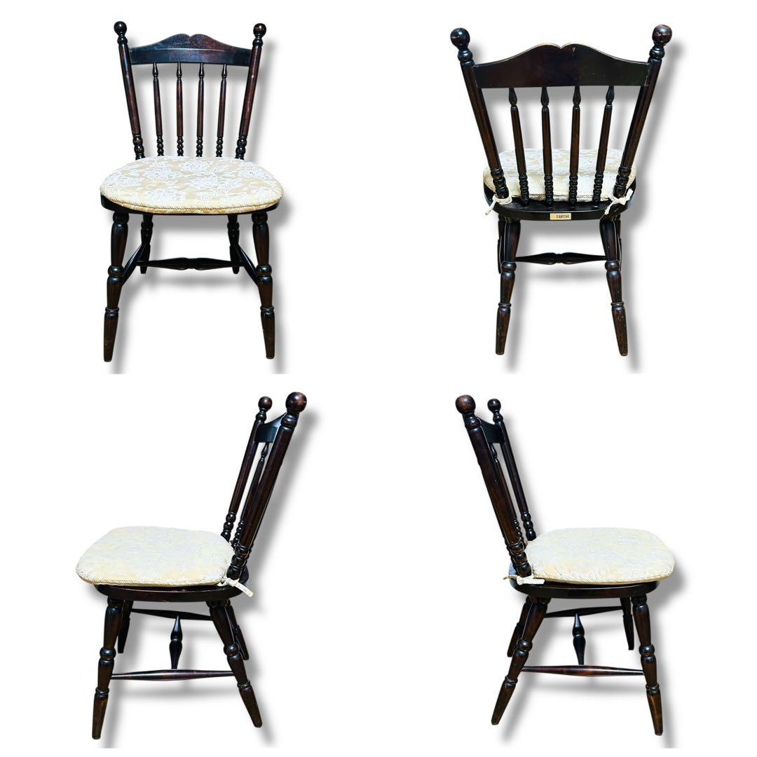 【2脚セット】①② 北海道民芸家具 樺桜材 ウィンザー スピンドル チェア 椅子