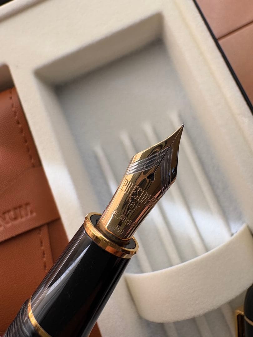 【PLATINUM】プラチナ万年筆 プレジデント BKGT（Ｆ）ペンケース付