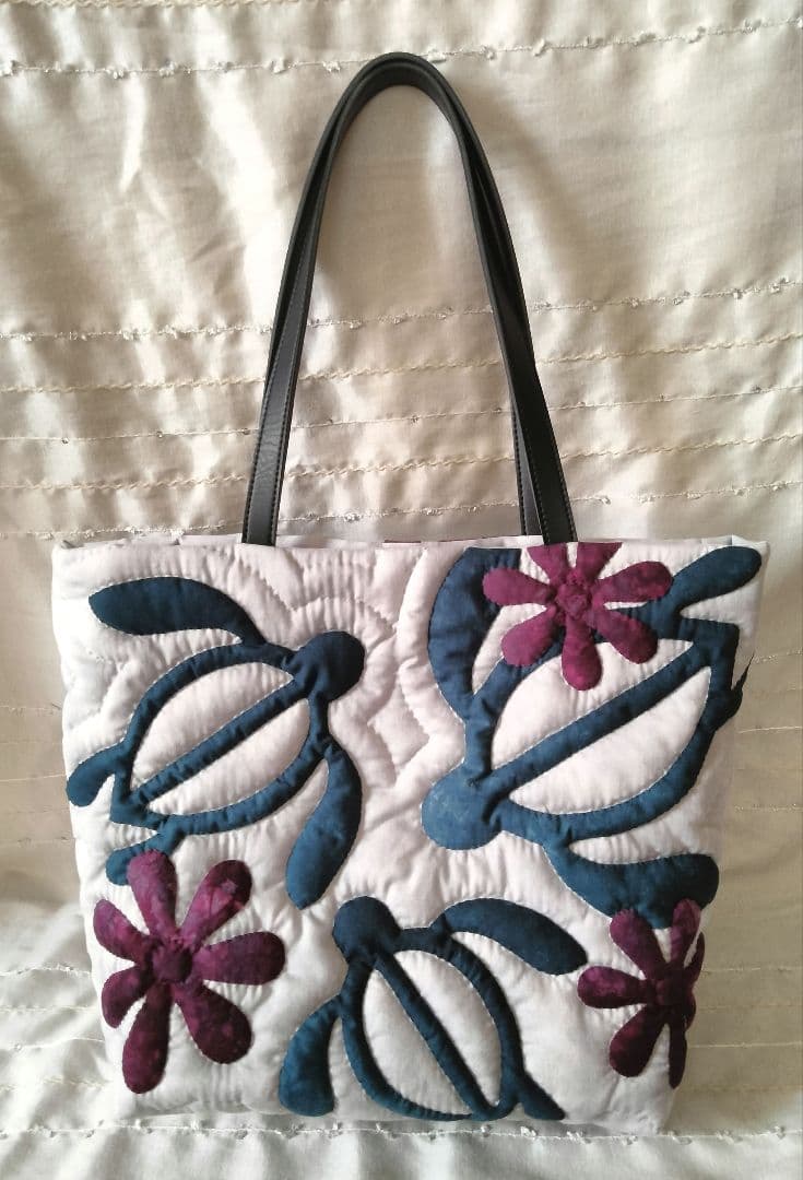 ☆263.ハワイアンキルト・バッグ・ホヌ＆ティアレ