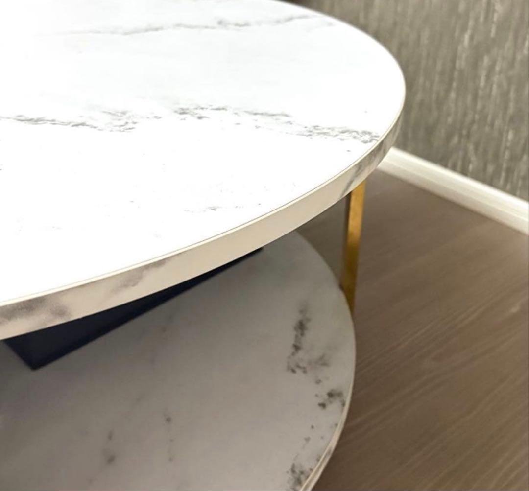 【ちょこまる】大理石柄リビングテーブル