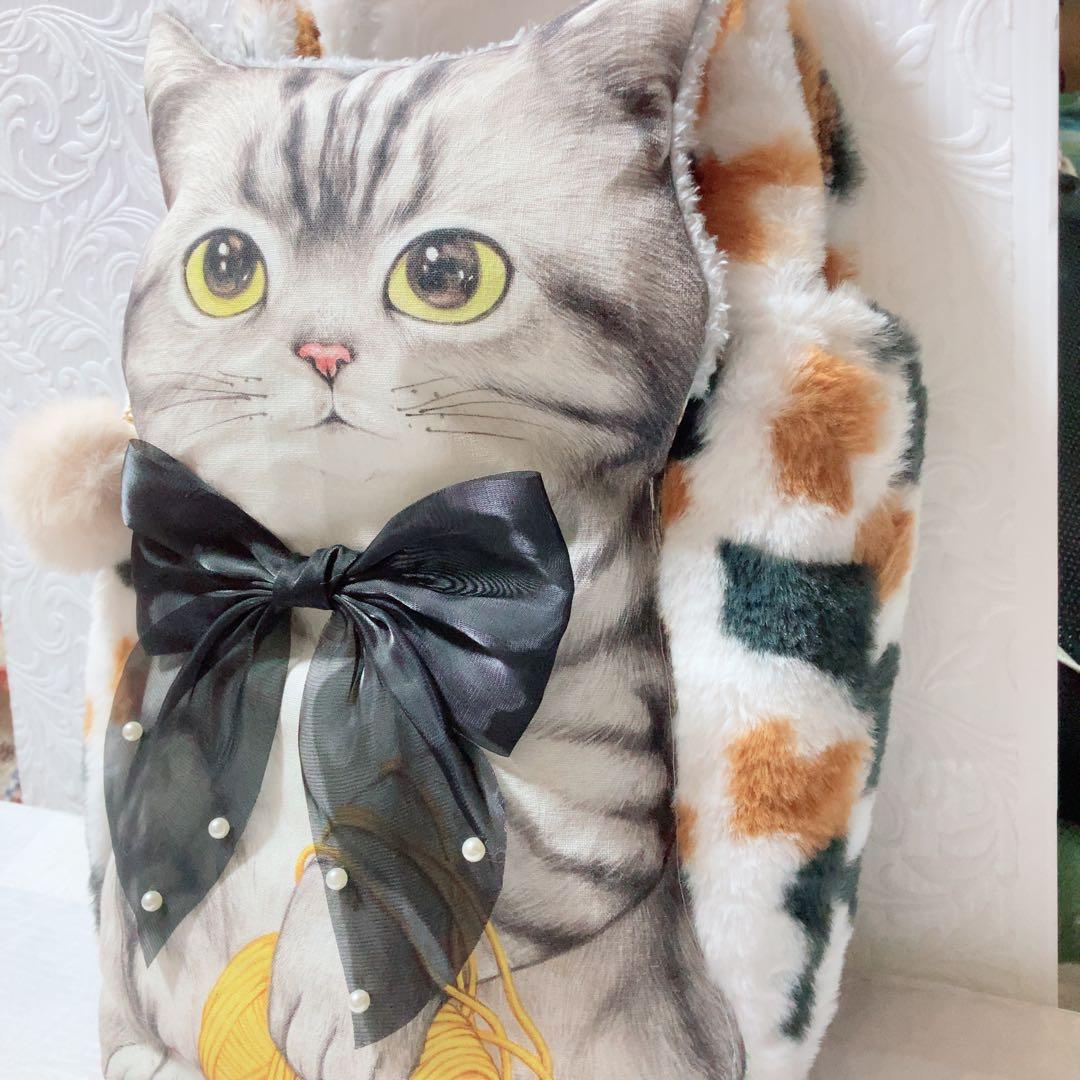 ね*】様 ビッグサイズサバ猫ちゃんトートバッグ　コヤンイサムチョン　ふわモコ三毛
