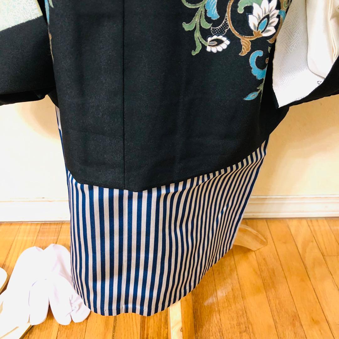 七五三 五歳‼️グリーン系に鷹金彩煌びやか‼️袴未使用しつけ糸付き‼️完全フルセット‼️