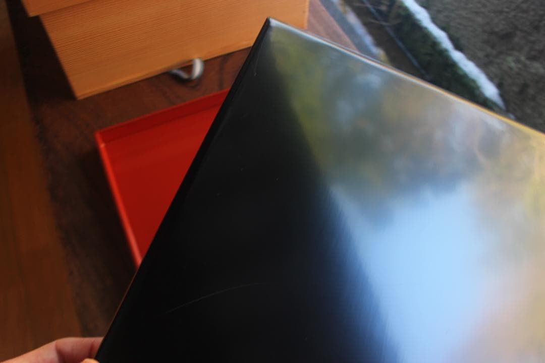 専用！！端正な隅不切デザインに極上朱漆の映える四方折敷5点（検京塗懐石道具