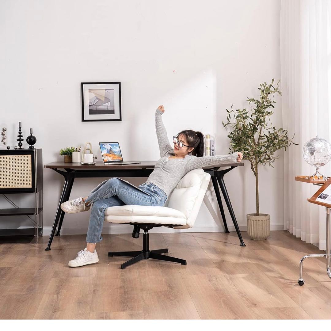 未使用)ホワイトオフィスチェア 調整可能