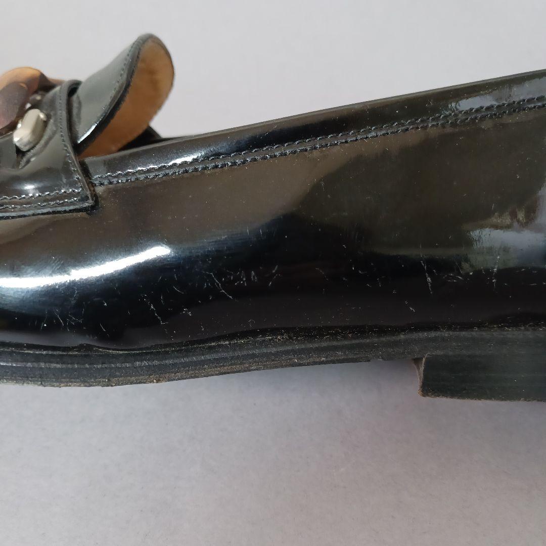 689/良品/GUCCI グッチ/ローファー/ブラック/エナメル/バンブービット