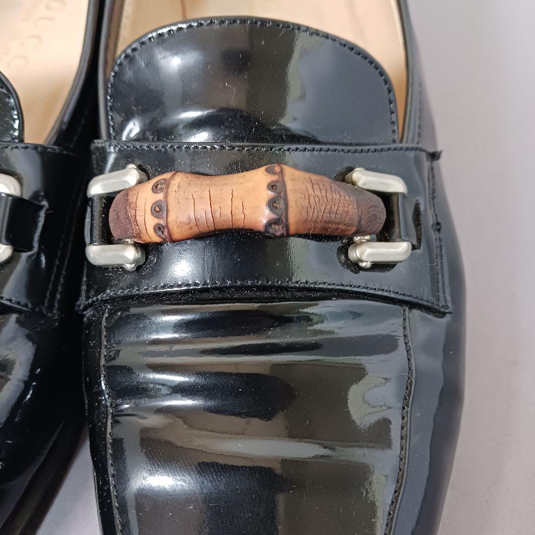 689/良品/GUCCI グッチ/ローファー/ブラック/エナメル/バンブービット