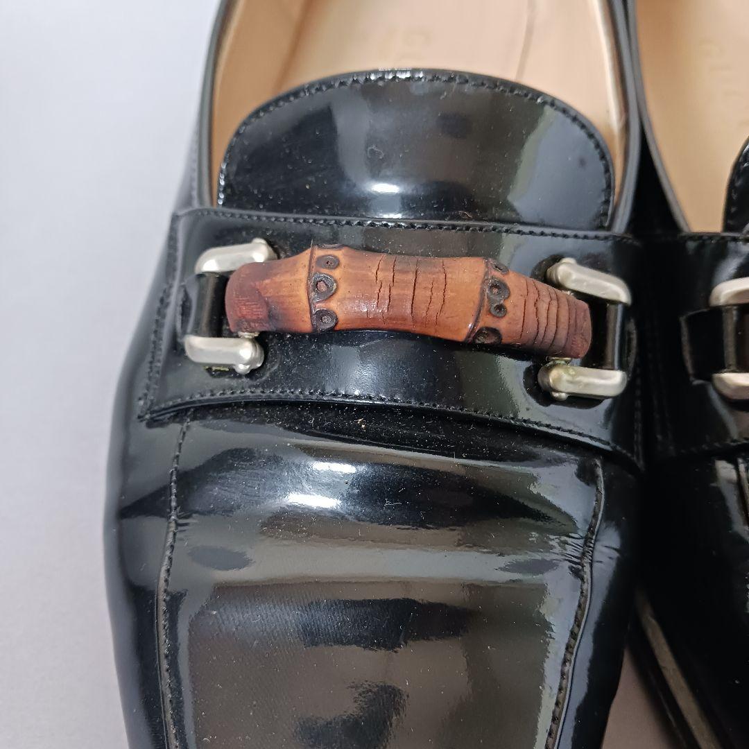 689/良品/GUCCI グッチ/ローファー/ブラック/エナメル/バンブービット