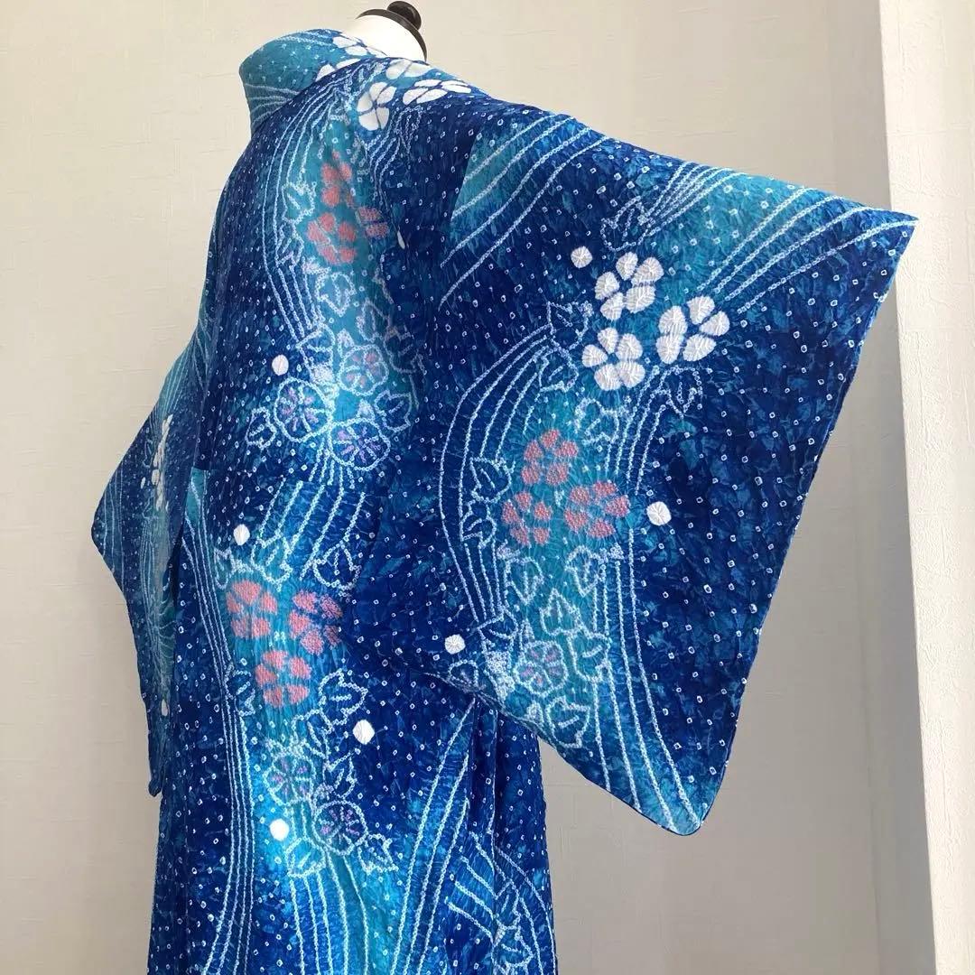 ないち 有松絞り浴衣　身丈160cm 裄70cm 手縫い No.1-23