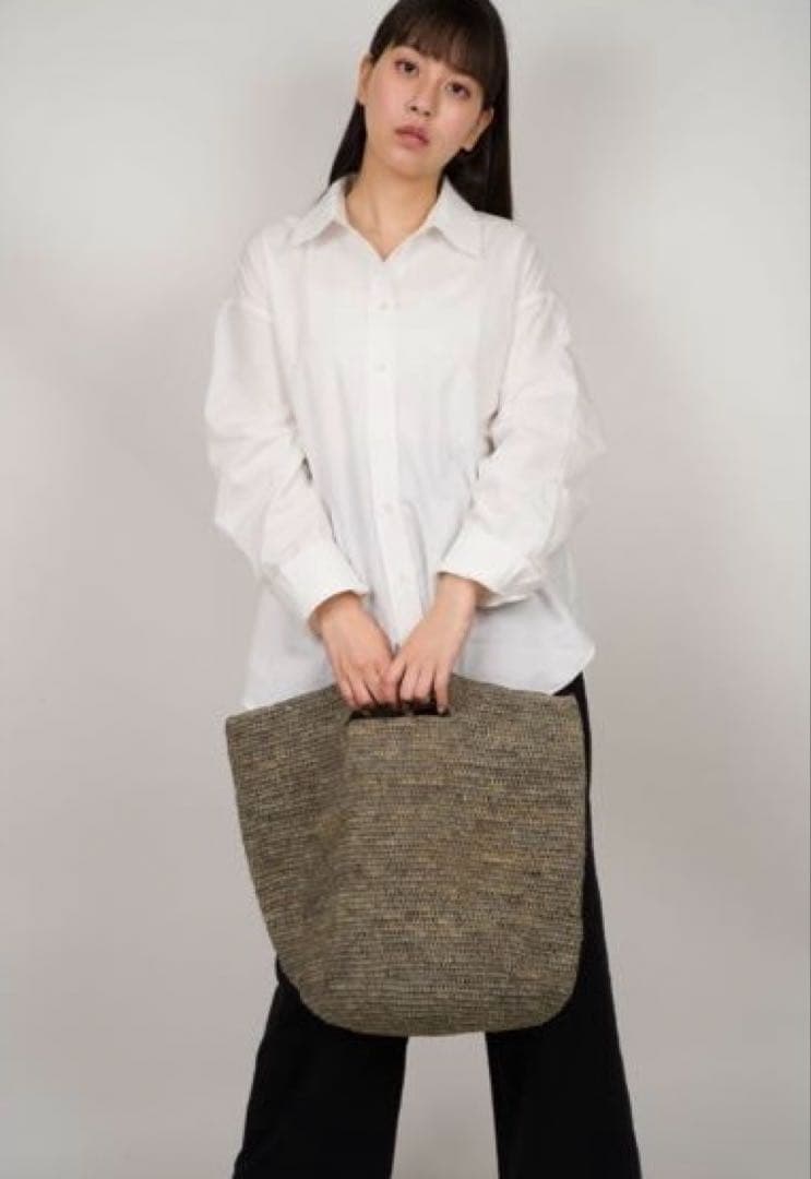 MADE IN MADA かごバッグ　グレー　ラフィア